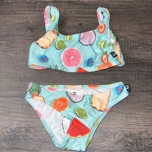 Zara Terez Teal Fruit Print 2 Piece Bikini Swimsuit Size 4 NWT